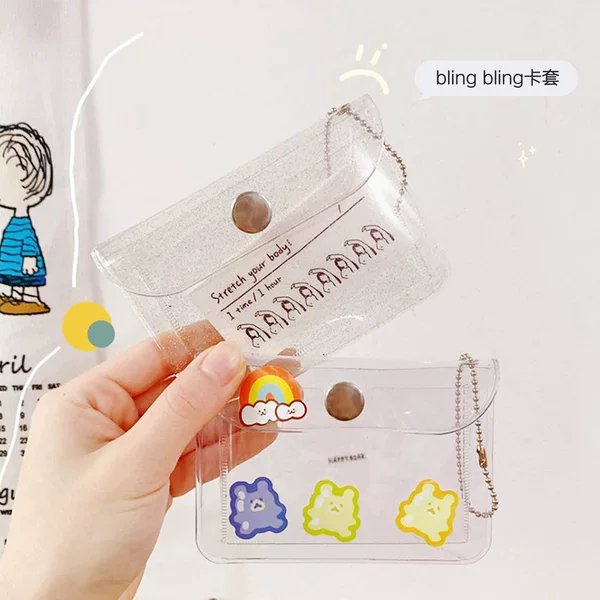 Spot Transparent Pvc Card Holder Student Convenient Bus Id Bank Card Protection Id Holder Glitter Coin Purse