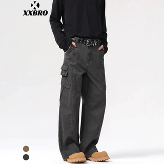 xxbro男装#美式复古多口袋男女工装裤高街休闲裤宽松阔腿直筒裤子