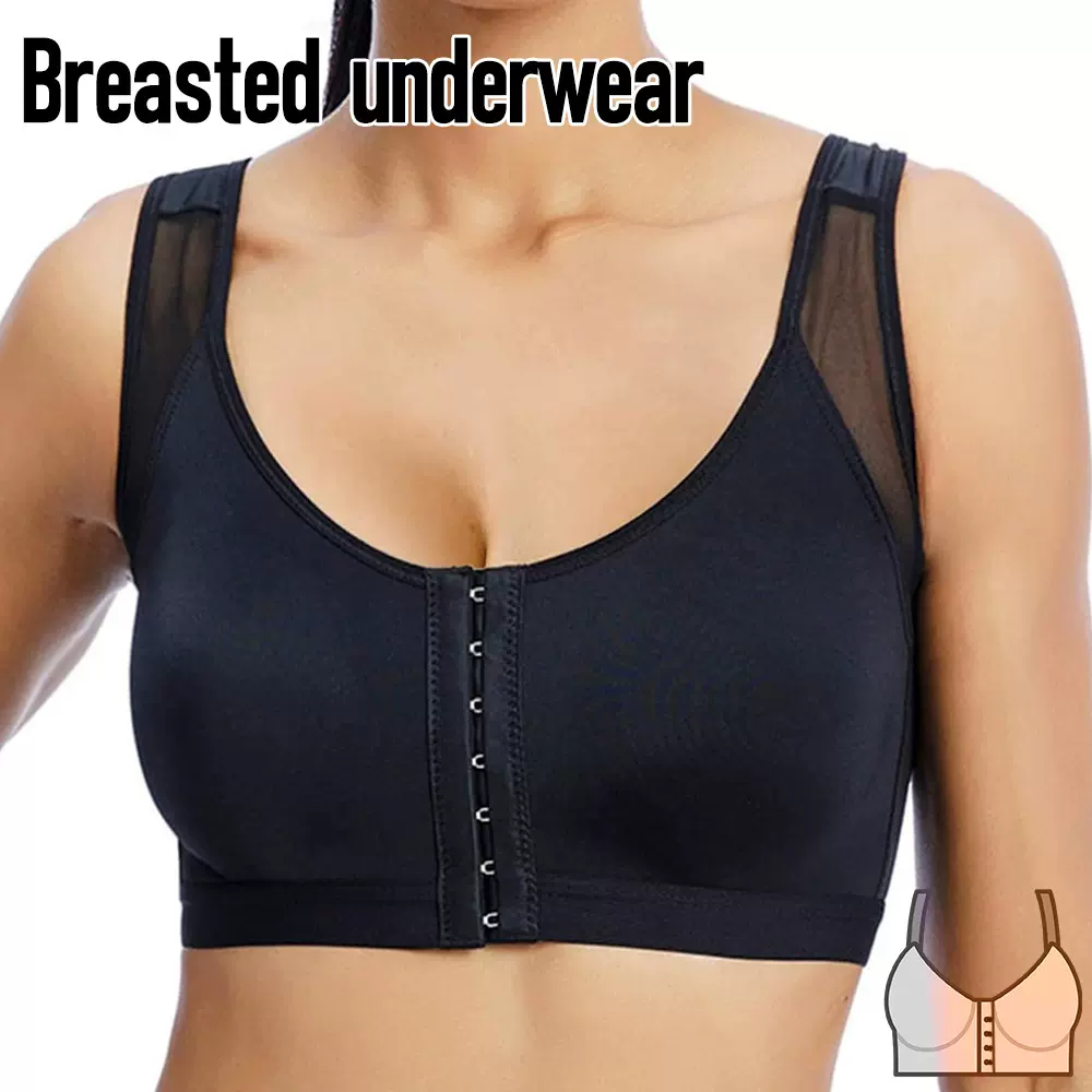 Sports bra大码排扣文胸跨境欧美尺码无钢圈背心式可调节塑身内衣