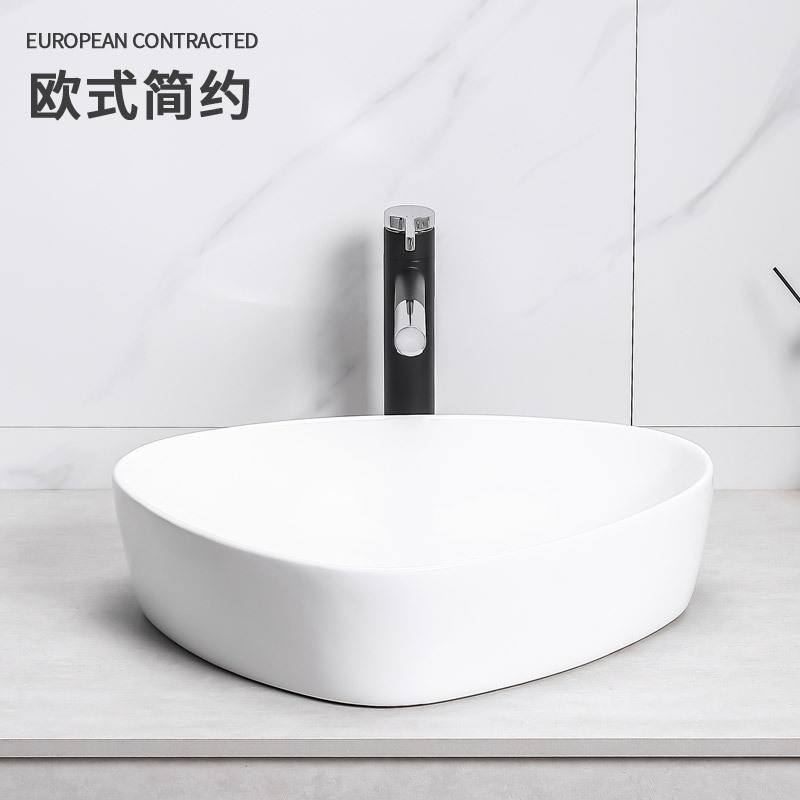 Contador de lavabo de cerámica fregadero blanco baño triángulo contador Cuenca del arte al por mayor image 3
