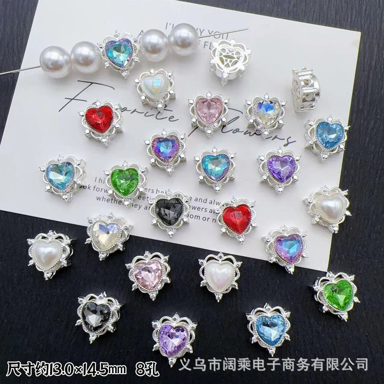 マイクロ象嵌ジルコニウムダイヤモンドマルチカラーピーチハートラブ8穴ビーズリング表面DIYビーズブレスレットネックレスジュエリーアクセサリー