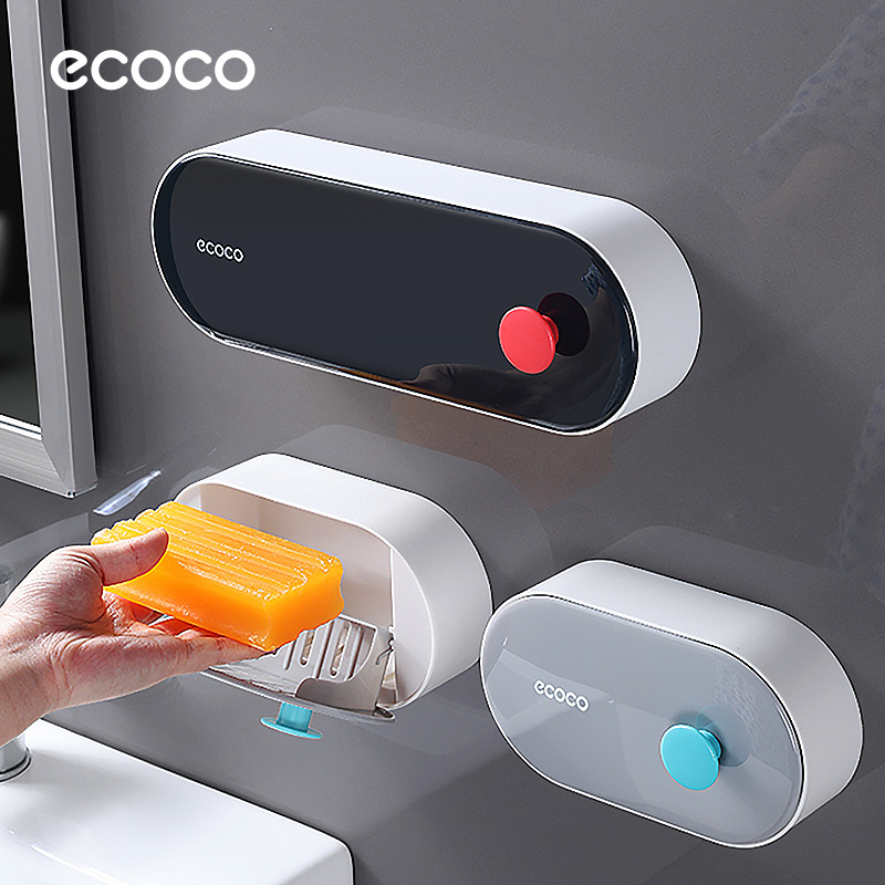 Caja de jabón, drenaje de pared, sin perforación, hogar, baño con tapa, sin agua, rejilla doble, caja de jabón, estante