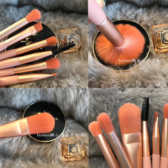 8 juegos de pinceles de maquillaje, ropa de viaje portátil, cepillo de rubor, cepillo de sombra de ojos, cepillo de base, cepillo corrector, cepillo de reparación, pelo de animal