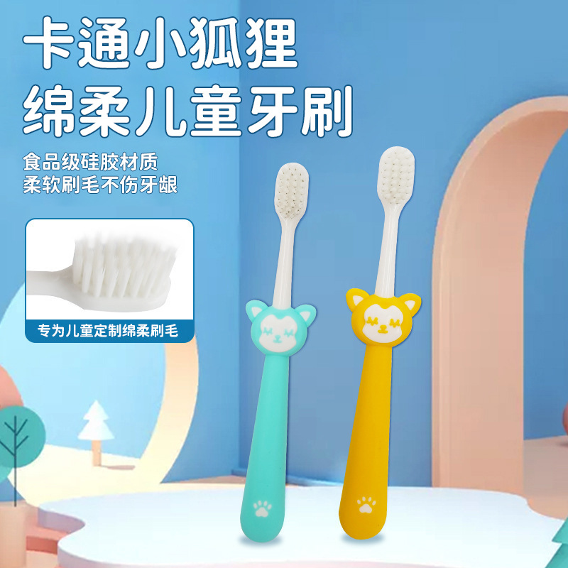 Children's Toothbrush Barrel with 6 Soft-Bristled Household Toothbrushes for Baby Manual Oral Cleaning Cartoon Toothbrush