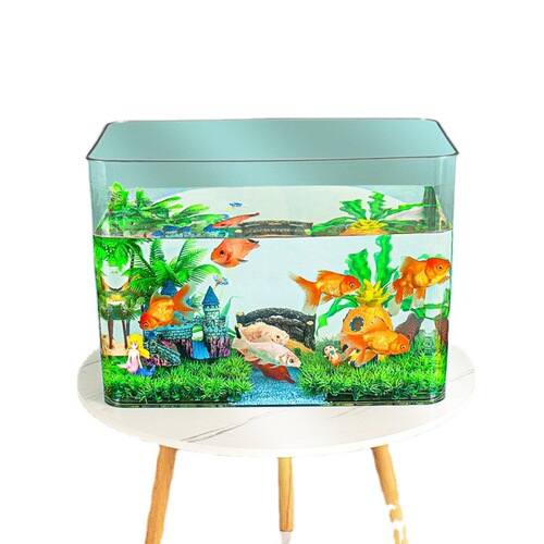 Square fish tank, beautiful small acrylic one-piece living room with oxygen household water circulation system model