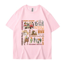 跨境欧美潮牌个性休闲宽松街头圆领T恤独立站数码图案2D印花男士