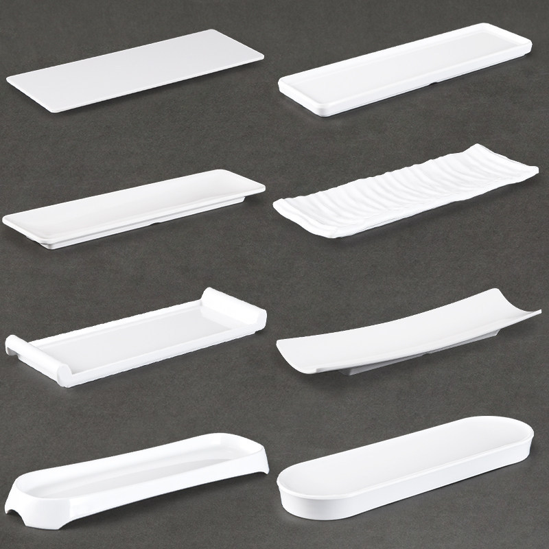 Kaiboya Melamine Long Plate White Creative Hot Pot Dish Rectangular Sushi Plate Snack Plate Commercial Use