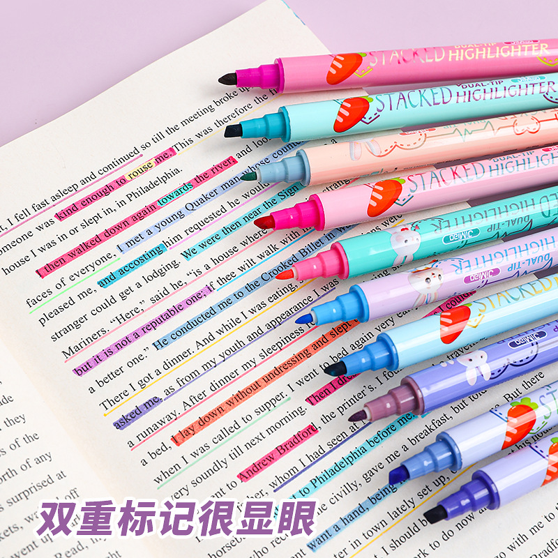 Marcador de doble punta y doble color, personalizado OEM, de gran capacidad, para estudiantes, para diario, colorido, DIY.