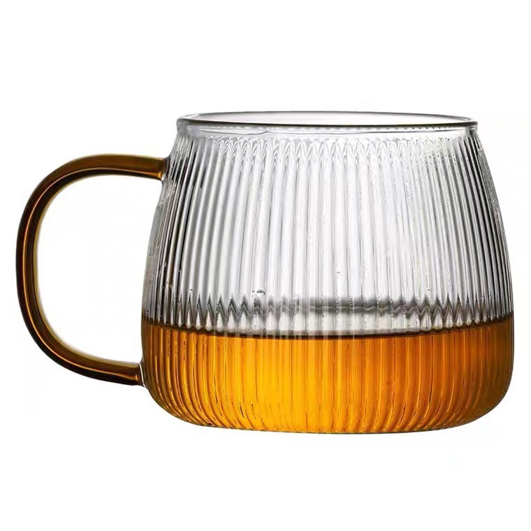 Tasse en verre à rayures verticales en borosilicate résistant_voghion.com