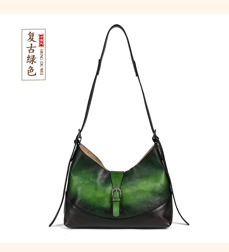 Túi tote da bò thật phong cách vintage, tay cầm chắc chắn, dung tích lớn — Vàng cổ điển, Màu xanh lá cây, Đỏ cổ điển, Nâu cổ điển chi tiết 23