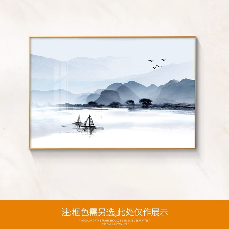Shishi Ruyi レストラン装飾絵画新中国風のダイニングルームリビングルームダイニングテーブル壁画背景壁九魚絵画吊り絵画|undefined