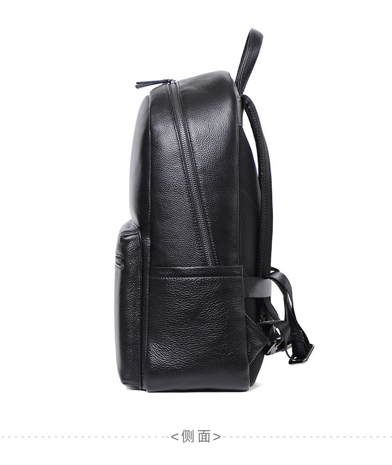Ba lô nam da bò thật cỡ lớn 30×13×41 cm, ba lô du lịch công tác chống trộm ngăn laptop 14 inch — Màu đen chi tiết 16