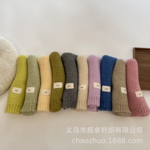 Winter cream ice cream color children's cashmere narrow scarf cloth label scarf