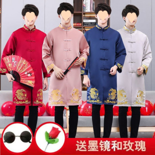 Chinese-Style Groomsmen Attire Wedding Dress Tang Suit Chinese Style Mandarin Coat Crosstalk Outfit Wedding Robe Group Outfit Winter