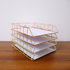 Manufacturer wholesale Nordic iron metal A4 file frame magazine organizer can be stacked file organizer storage basket