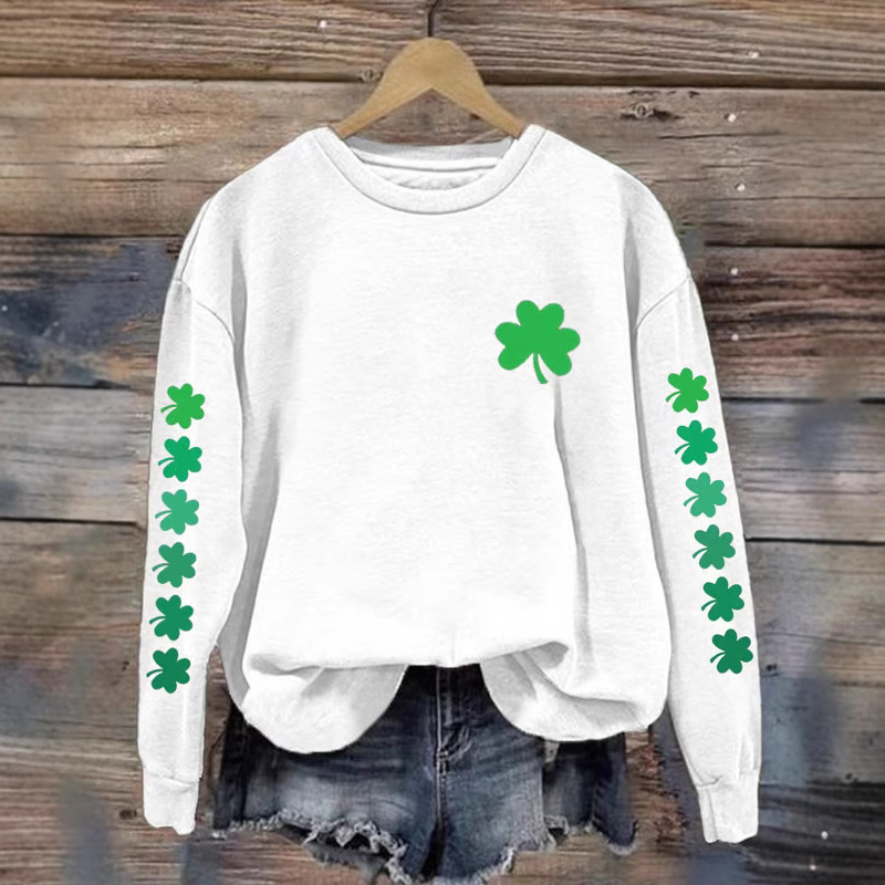 25 Europe and the United States cross-border Amazon 3D digital printing ladies St. Patrick's Day clover art leisure sweater