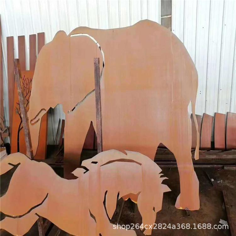 景观景墙厂家铁锈色动物造型景墙耐候 钢板幕墙红锈钢板