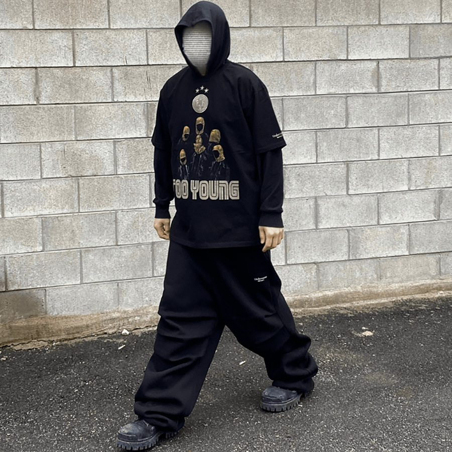 Street hip Undermycar logotipo LOGO letras bordadas pulsadas elásticas pantalones largos relajados pantalones de piernas casuales