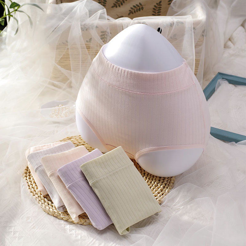 Fábrica de ropa interior de algodón de cintura alta 40 aguja de algodón peinado ropa interior de mujer de color sólido vientre contracción Levantamiento de cadera más ropa interior de mujer de tamaño