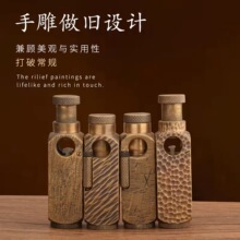 弗拉米多煤油打火机黄铜烟斗机手雕图案复古老式砂轮男士礼品批发