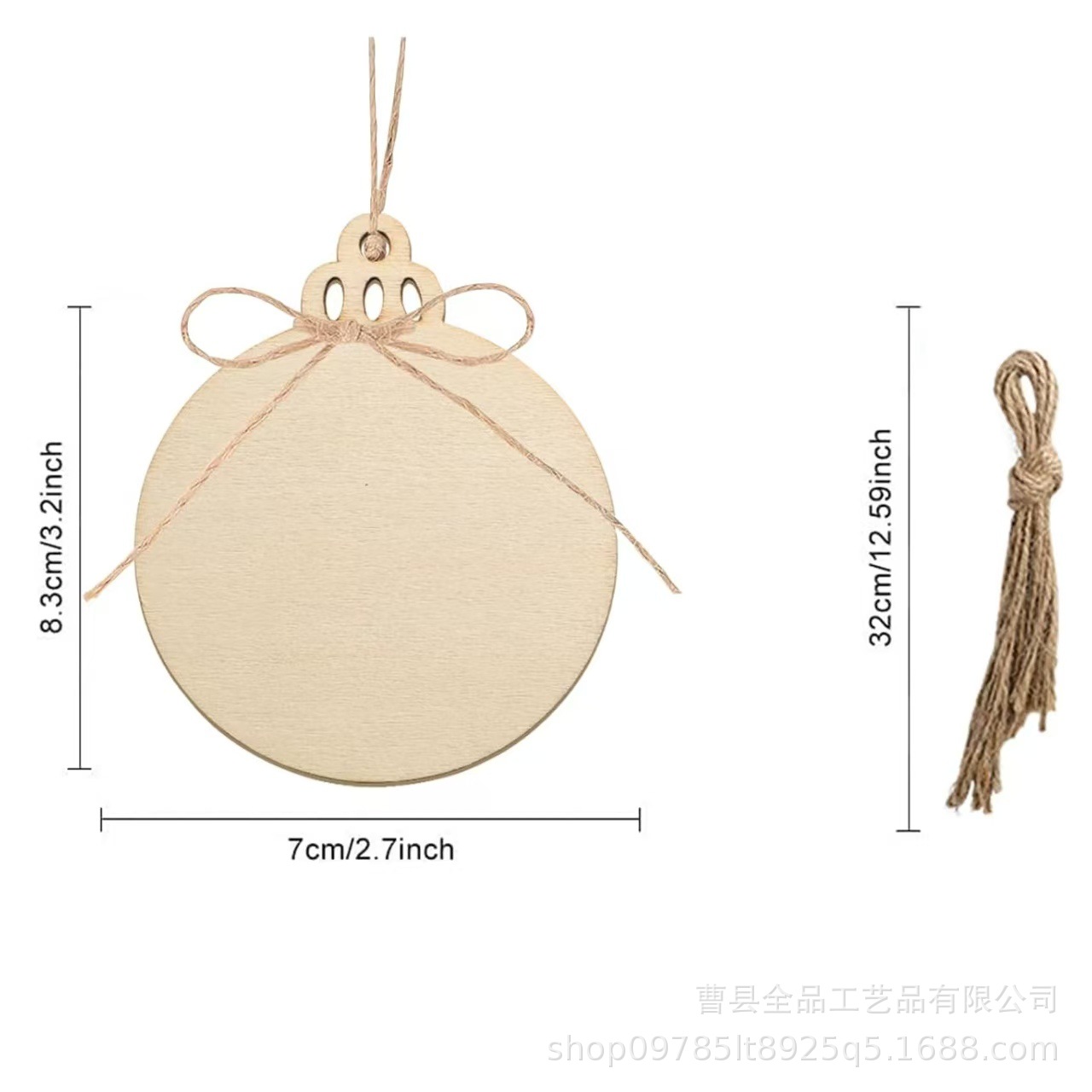 Transfronterizo 100 piezas de decoración de piezas de madera redonda en blanco de Navidad manualidades de bricolaje suministros de árbol de Navidad colgante de madera