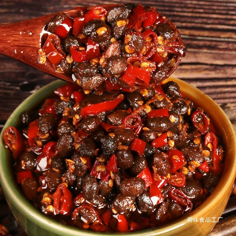 野山椒豆豉湖南特产剁辣椒香辣豆豉辣椒酱开味拌面酱即食下饭菜
