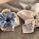 Fresh Blue Plaid Lace Double-Sided Ballet Style Bow Large Intestine Hair Ring Square Ring Mori Style Xianmei Hair Rope Hair Rope