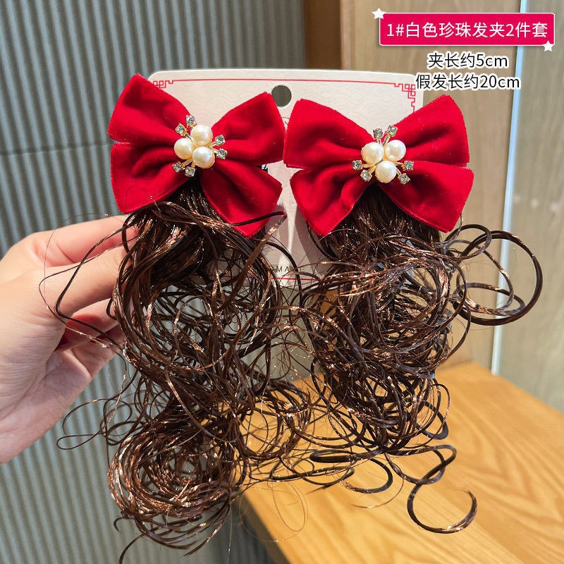 Bebé Año Nuevo de felicitación de Año Nuevo accesorios para el cabello nueva peluca horquilla niñas exquisitos accesorios para el cabello de Año Nuevo horquilla roja al por mayor