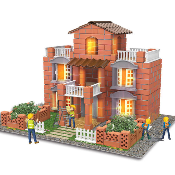 Building a house masonry wall toy mason children small architect cement brick hut diy handmade gift
