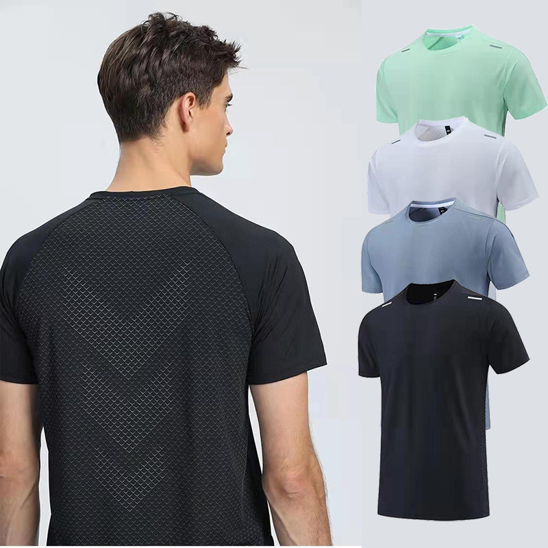 2025 Cross-Border Sports Short-Sleeved T-Shirt Spring and Summer New Quick-Drying Men's Training Clothes Round Neck Breathable Fitness Casual Tops