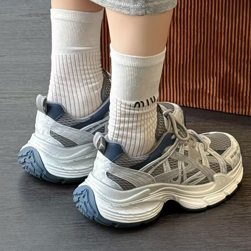 真皮厚底老爹鞋女2025秋季新款增高透气百搭轻便休闲跑步运动鞋潮|undefined