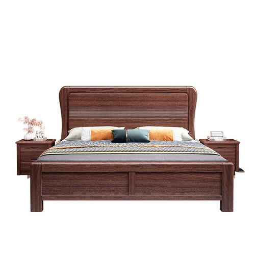 Solid wood bed 1.8m master bedroom double bed simple modern 1.5m single storage wedding bed factory direct sale