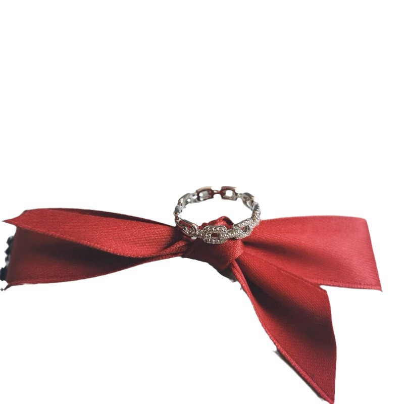 HEJIA 돼지 코 체인  링 여자 일본과 한국식 단순 올 매치 라이 다이아몬드 링 버클 인덱스 핑거 링 스태킹 웨어