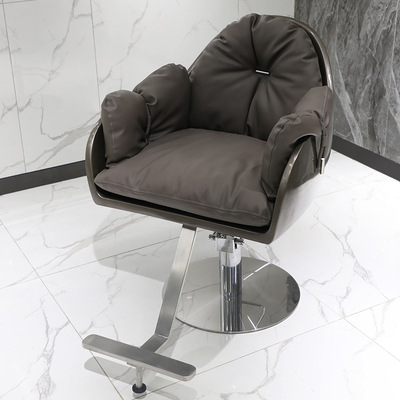 Barbería SILLA DE ACERO INOXIDABLE peluquería especial de gama alta de fibra de vidrio corte de pelo taburete Área de planchado de pelo asiento de elevación