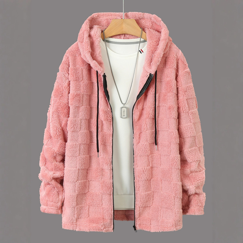 Cross-border European and American Winter Men's New Thickened fleece-lined Hooded Sweatshirt Trendy Casual Top Couple's Zipper Jacket