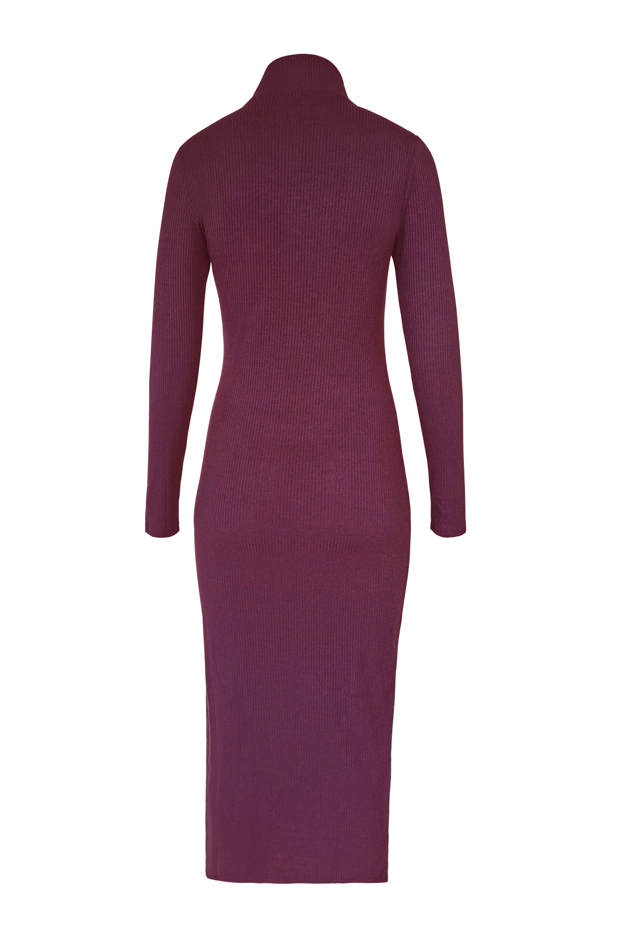 Solid Side Slit Sexy Long Sleeve Stretch Fit Knit Dress Supplier SD182876