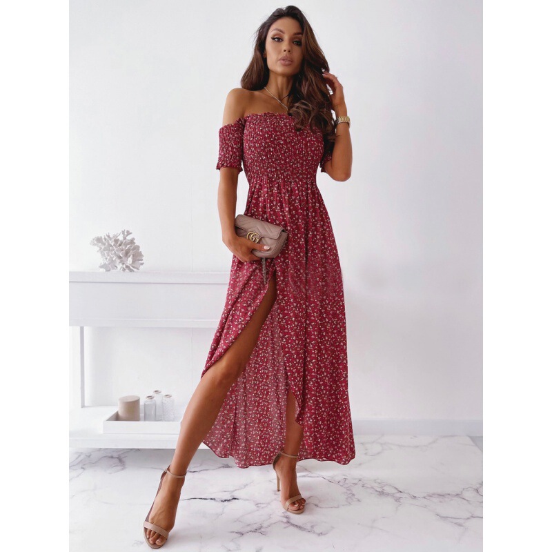 2023 Women's Cross-Border Wish Amazon Hot Summer New Style Printed Navy Sexy Dress Dress