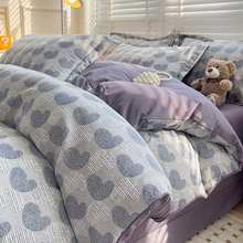 a类全棉磨毛四件套ab面被套床单款纯棉春秋款加厚宿舍床上三件套~