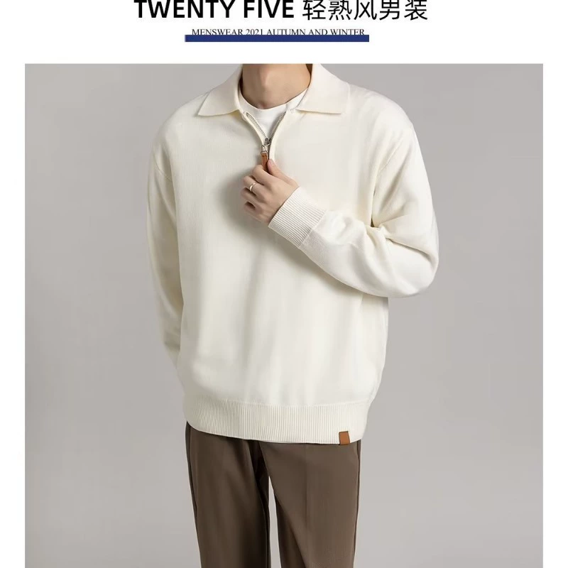 Knitted sweater with zipper, demi-season T-shirt, high-quality style, with a zipper, Korean style