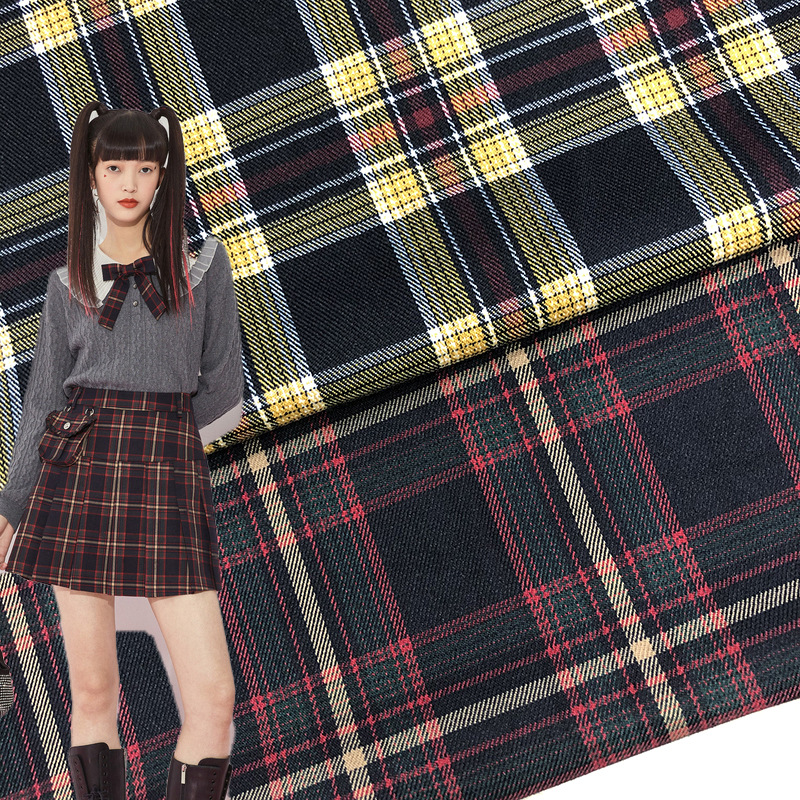 色织tr弹力大格子面料 秋冬裙子裤子格子布 风衣衬衣外套服装面料