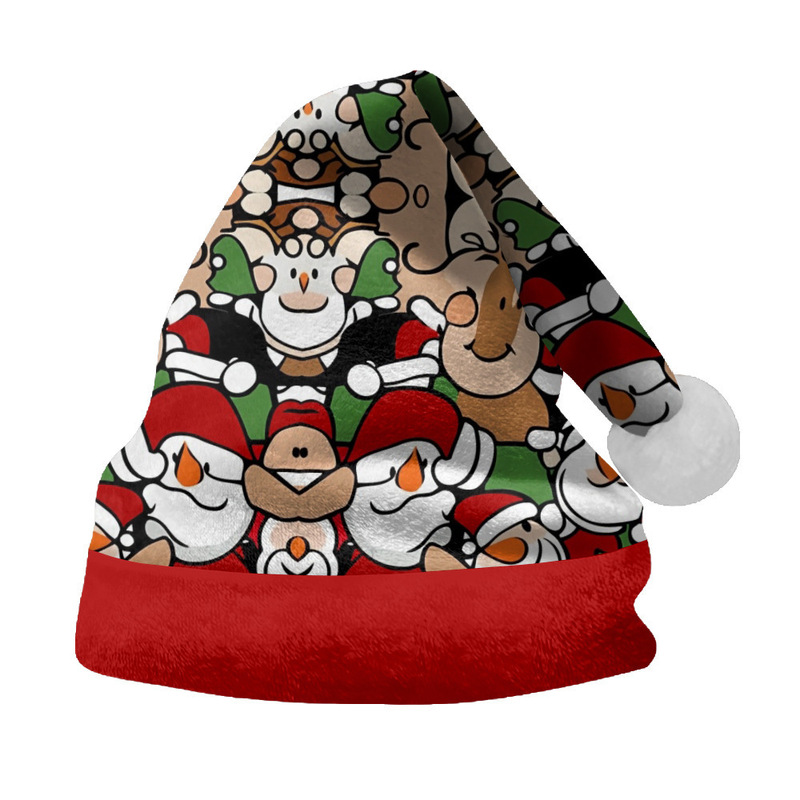 2026 New Foreign Trade Model 3D Christmas Print Pattern Thickened Cuffed Colorful Christmas Hat Double-Sided Fleece Hat 2026 New Foreign Trade Model 3D Christmas Print Pattern Thickened Cuffed Colorful Christmas Hat Double-Sided Fleece Hat
