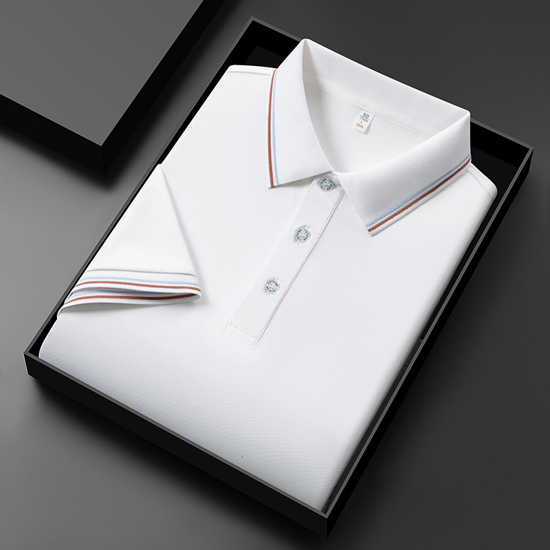 Camiseta polo de manga corta con solapa de seda fría para hostelería y supermercados, uniforme de fábrica personalizado, camiseta de trabajo con texto y logotipo impresos.