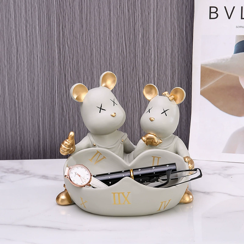 Парные украшения в виде медведей для хранения ключей в прихожей, декор для гостиной, милые украшения для рабочего стола, подарки на новоселье