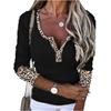 2022 Amazon new pattern Leopard Hang Article Mosaic V-neck Sweater European style Autumn Explosive money Women's wear Button T-shirt