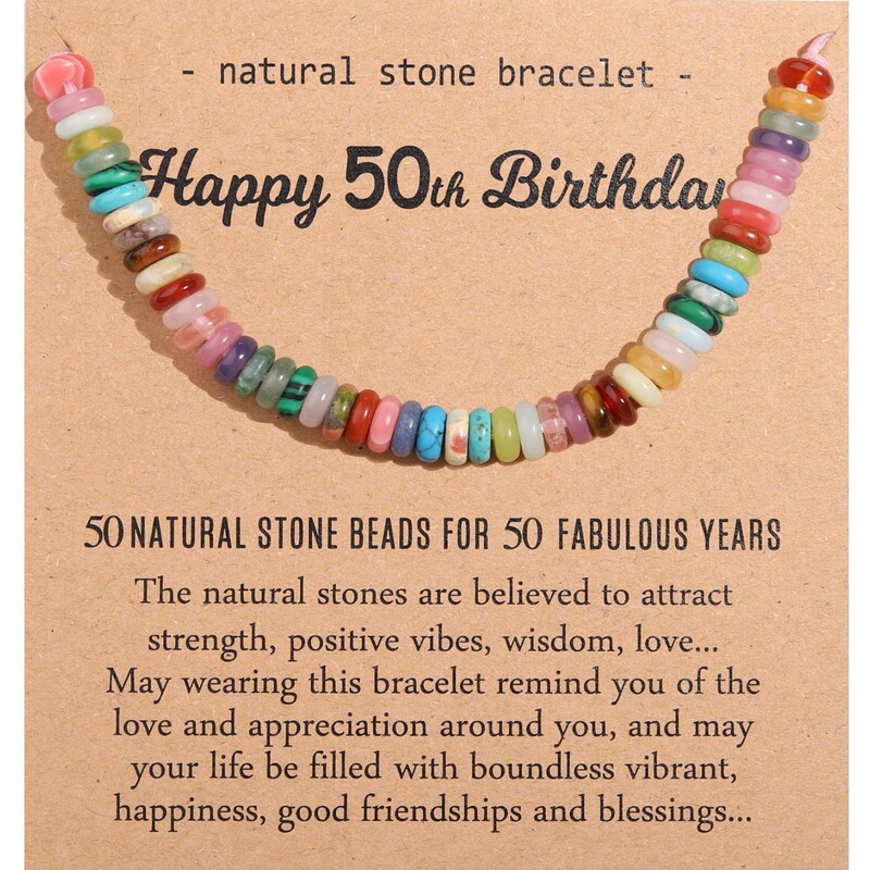 Amazon New Women's Bracelet Birthday Gift Flat Beaded Bracelet Candy Color Birthday Card Bracelet