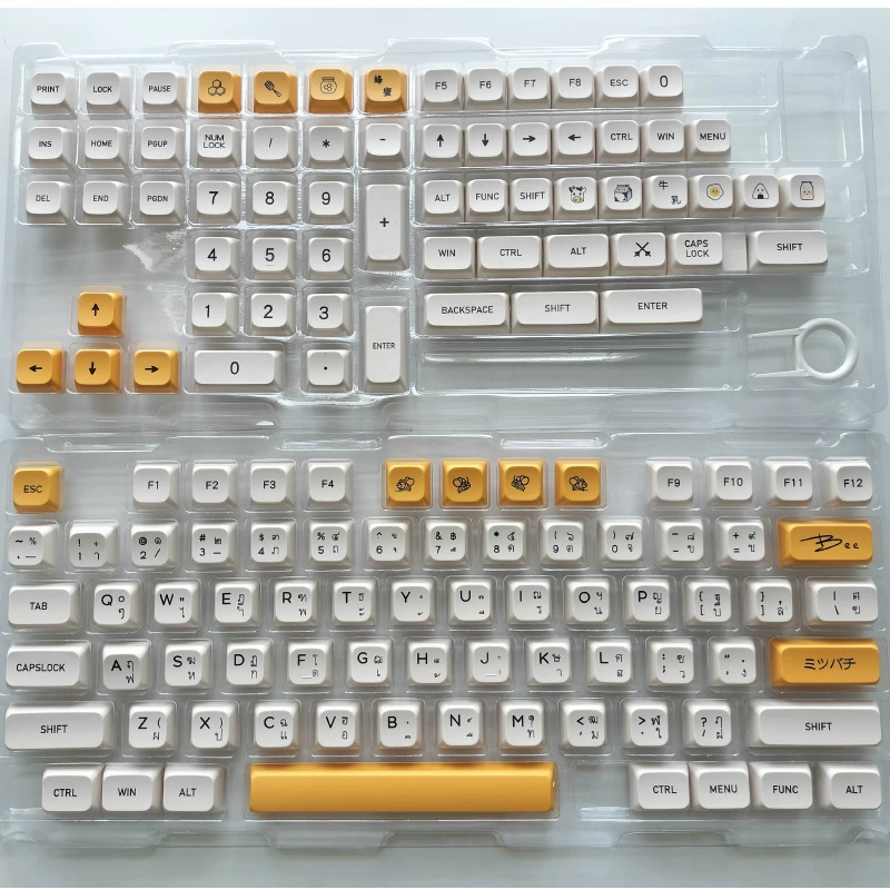 180‑ключевой набор клавиш PBT для сублимации, профиль XDA, цвета Honey Milk, многоязычные надписи