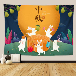 Factory direct sales Mid-Autumn Festival holiday home decoration tapestry background cloth wall hanging beach towel sitting blanket