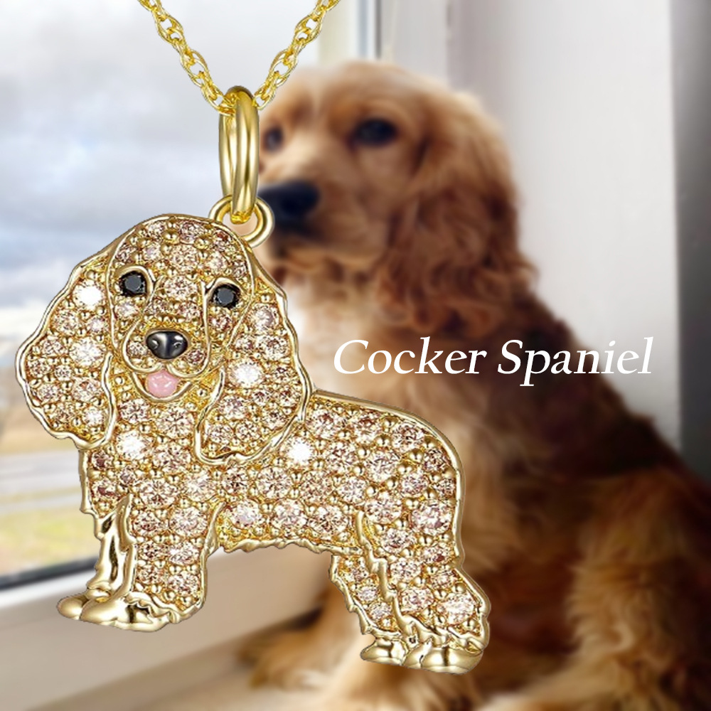 14g Weight Cute Dog Artificial Crystal Zinc Alloy Cable Chain Pendant Necklaces Wholesale