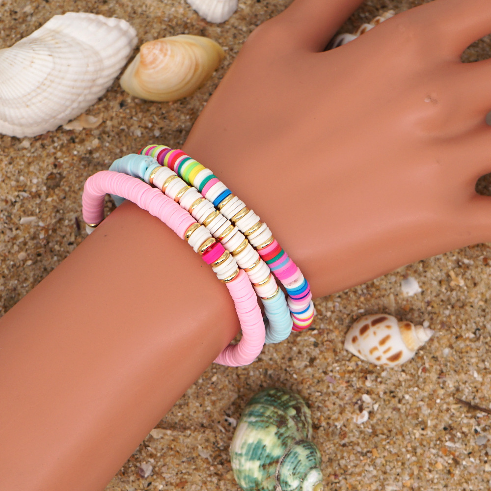 Fashion Letter Colorful Soft Clay Patchwork Pearl Bracelets display picture 2