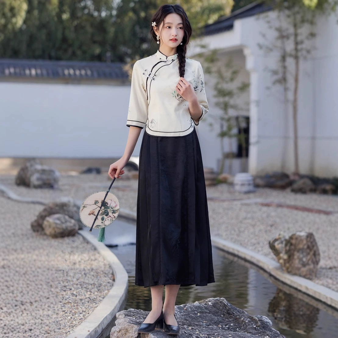 Китайская Республика темпераментная женская одежда Новый китайский стиль ретро с ручная роспись с принтом